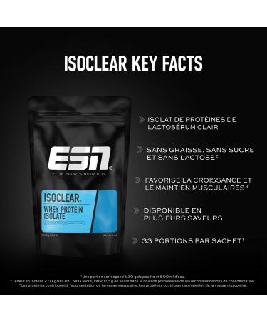 ESN ISOCLEAR Whey Isolate Protein Powder 1000 g Fraise-Lime boisson prot in e au go t fruit et d licieux clear Whey - fabriqu en Allemagne Fraise-Lime 1 kg (lot de 1) - Buy Online on GoSupps.com