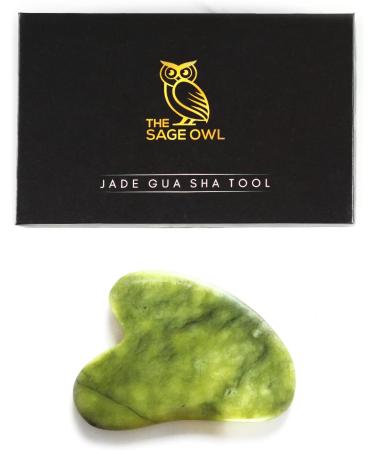 Sage Owl Gua Sha Face Massager Tool - Anti-Aging Jade Stone Sculptor for Neck & Jawline - Essential Skin Care Routine Tool - Buy Online on GoSupps.com