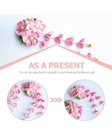 Gadpiparty Japanese Hair Accessories Hair Accessory Tassel Hairpins Floral Hair Clip Hair Ornament Flower Hair for Weddings Hanfu Hair Accessories Alloy Women's Pink Manual Clip - Buy Online on GoSupps.com