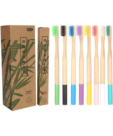 Limewie 8 Pack Wood Toothbrushes - 100% Organic Biodegradable & Colorful Sustainable Toothbrushes for Eco-Friendly Oral Care - Buy Online on GoSupps.com