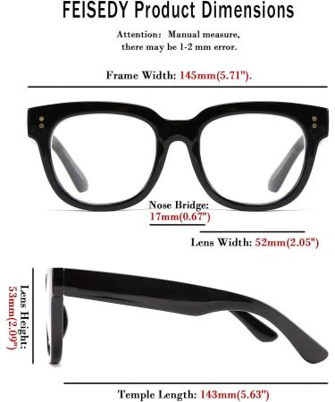 FEISEDY Retro Square Blue Light Blocking Reading Glasses - Thick Frame Anti Glare Digital Eyestrain Reader B2523 Black 1.75x - International Shipping Available - Buy Online on GoSupps.com