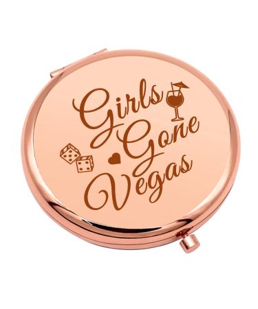 Girls Trip Gifts Girls Weekend Gifts for Women Las Vegas Gifts Compact Makeup Mirror for Sister Friend Vegas Girls Trip Gifts Vacation Gift Travel Makeup Mirror Friendship Gifts for Her Rose Gold-girls Weekend Gifts-2