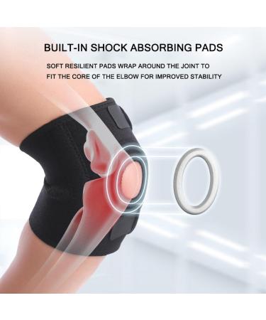 Elbow Brace Support for Golfer's & Tennis Elbow - Breathable Compression Sleeve with Adjustable Strap for Pain Relief & Tendonitis Treatment - 38cm Black - Buy Online on GoSupps.com