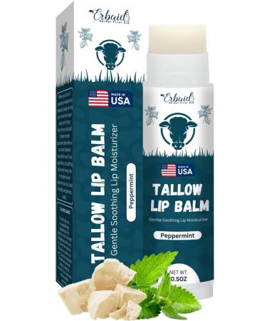 Beef Tallow Lip Balm Natural Tallow Beeswax Chapstick Hydrating Moisturizer Grass Fed Bison Tallow Balm Lip Care Soothes Chapped Dry Lips Sensitive Skin Long Lasting & Vitamin Rich USA-Made