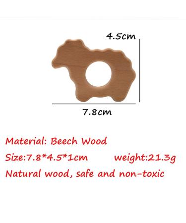 Alenybeby 10pcs Organic Wooden Sheep Teething Rings - Natural Beech Wood Animal Shape for DIY Pacifier Chains - Buy Online on GoSupps.com