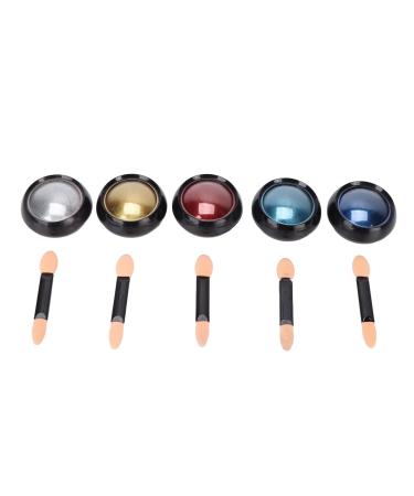 5 Colors Nail Art Glitter Mirror Powder Holographic Nail Pigment with 5 Sponge Sticks Metallic Chrome Nail Powder for Nail Art Decor