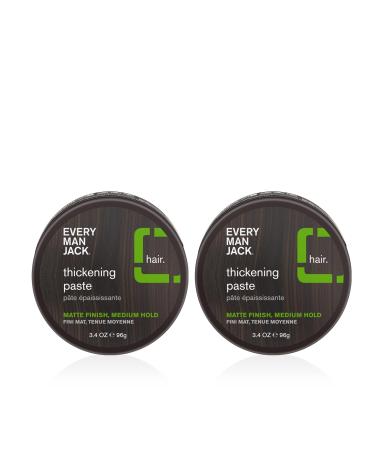 Every Man Jack Men's Hair Styling Thickening Paste Twin Pack - Medium Hold Matte Finish - Fragrance Free - 3.4oz x 2 - Buy Online on GoSupps.com
