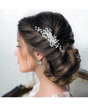 Wedding Hair Accessories Fanvoes Hair Pieces Comb for Brides Bridal-Silver Vintage Headpiece Clip Barrette Jewelry w/Handmade Flower Ivory Pearl Leaf Rhinestone Crystal for Women Girls Bridesmaid - Buy Online on GoSupps.com