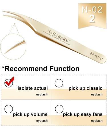 Buy Nagaraku Professional Precision Tweezers for Eyelash Extensions - Gold Straight & Curved - Lightweight Stainless Steel - Easy Fan - N-02-2 & N-03-2 | International Shipping - Buy Online on GoSupps.com