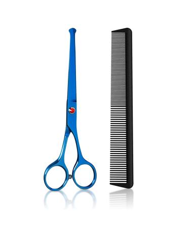 Hair Cutting Scissors,6.5 Inch Professional Stainless Steel Barber Hair Scissors Safety Rounded Tips Kids Hairdressing Shears Scissors Hair Comb Included for Women, Men, Baby (Blue Shear) - Buy Online on GoSupps.com