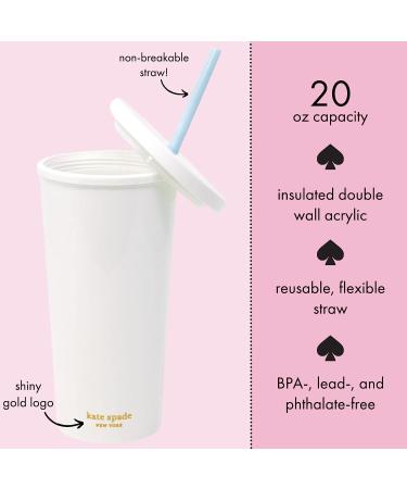 Kate Spade New York Bridal Insulated Tumbler with Reusable Straw, 20  Ounces, Miss to Mrs. (White)