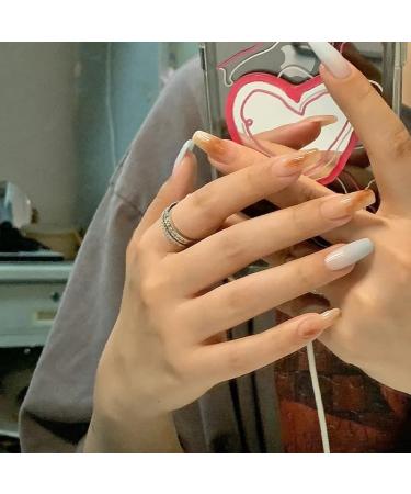 24Pcs/Set Press On Nails Caramel gradient amber halo Long False Nails Acrylic Fake Nails Full Cover Nails Tips Artificial Finger Manicure Press on nails for Women and Girls - Buy Online on GoSupps.com