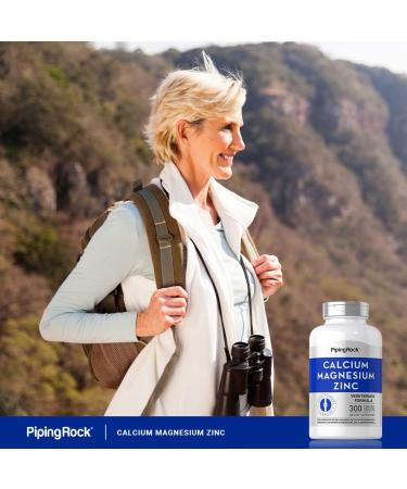Calcium Magnesium Zinc Supplement 300 Coated Caplets Non-GMO Gluten Free by Piping Rock - Buy Online on GoSupps.com