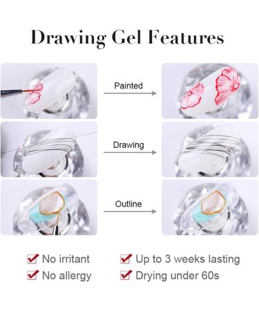 Painting Nail Gel Polish - Spider Gel Nail Polish Kit - 12 Colors UV Gel Nail Kit with Nail Brush Set - Black White Silver Gold Long Lasting Silk Gel Varnish Kit for Nail Manicure Design DIY - Buy Online on GoSupps.com