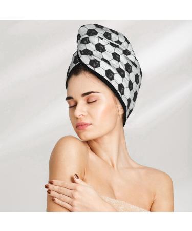 Quick-Dry Hair Towel Wrap - Soccer Design | Hair Drying Towel with Button for Effortless Drying - Buy Online on GoSupps.com