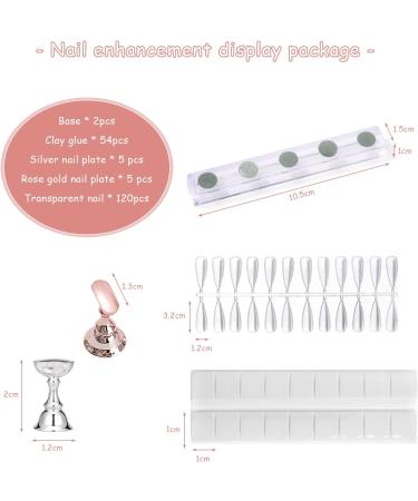 Acrylic Nail Art Display Stand Set with 54 White Adhesive & 120 Transparent Pieces - Magnetic Nail Practice Tools - Buy Online on GoSupps.com