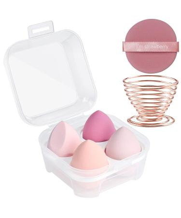 6-Piece Makeup Sponge Blender Set with Holder and Powder Puff - Multi-Colored Sponges for Cream, Liquid, and Powder Makeup - Buy Online on GoSupps.com