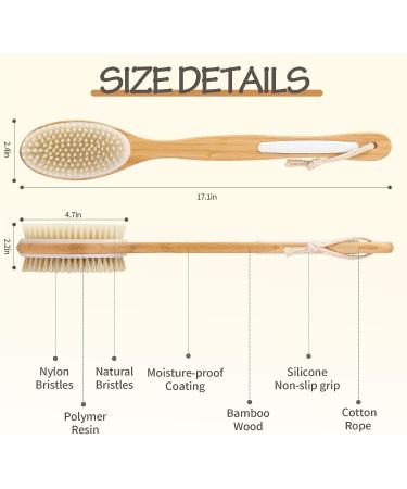 Jekayla Long Handle Back Scrubber for Shower - Body Exfoliator & Shower Brush for Men and Women - Soft & Stiff Bristles - White - Buy Online on GoSupps.com