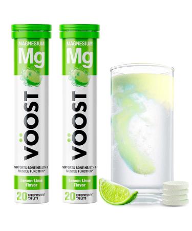 Voost Magnesium Supports Bone Health and Muscle Health Effervescent Vitamin Drink Tablet No Sugar + Low Calorie Vitamin Supplement Blend Lemon Lime Flavor 40 Count