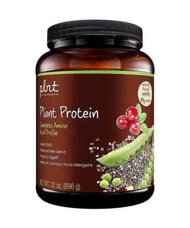 plnt Plant Protein Vanilla with Complete Amino Acid Profile, NonGMO, Vegan Raw Protein Blend Easy to Digest Provides Energy Support (2 Pound Powder) 2 Pound (Pack of 1)