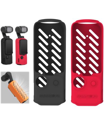 Honbobo protective cover silicone cover compatible with DJI Osmo Pocket 3 Silicone protective cover Osmo Pocket 3 protection accessories heat discharge (black+red)