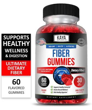 Kaya Naturals Fiber Gummies (60 Count) for Men and Women | High Fiber Supplement for Digestive & Gut Health | Immunity Boost | Dietary Fiber Gummies - Buy Online on GoSupps.com
