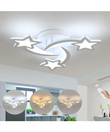 Comely LED ceiling lamp Dimmable with remote control 30W modern star design ceiling lamp white starry sky lamp ceiling lights for children's room bedroom dining room white 3 stars / dimmable 3000k-6500k