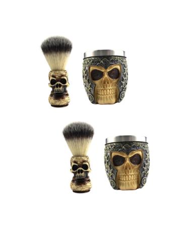 Minkissy 2 sentences skull-beard brush beard brush with bowl roofs shaving brushes. Strained beard brush skull brush and bowl bears Bart shaving brush resin face Miss shaving soap