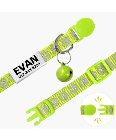 Tagme 2 Pack Cat Collar with Name & Phone | Adjustable Safety Clasp & Bell | Green Kitten Necklaces (15-20 cm) - Buy Online on GoSupps.com