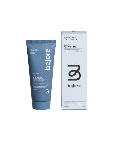 Before Whitening Toothpaste  SuperMint  Clean Natural Ingredients  Balanced Foaming  Low Abrasion  Long Lasting Freshness  Plant Based Recyclable Tube  3.5oz 3.5 Ounce Whitening - Buy Online on GoSupps.com