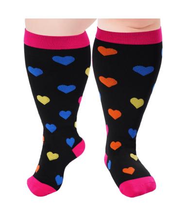 Ancrina oversize compression stockings for women and men compression socks for sports running air trips cycling 3xl-4xl black love