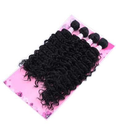 Frelyn Deep Wave Curly Synthetic Hair Weave Bundles 16-20 Inches Black - 4 Pack | High Heat Resistant Soft Fiber - Buy Online on GoSupps.com