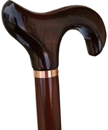 Gents Wooden Derby Cane with Collar Walking Stick in Dark Brown Wood Stain 94cm (37") Height - Buy Online on GoSupps.com