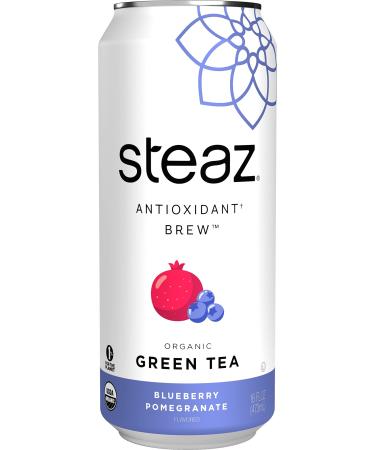 Steaz Organic Iced Green Tea Antioxidant Brew, 16 OZ (Pack of 12) (Blueberry Pomegranate)