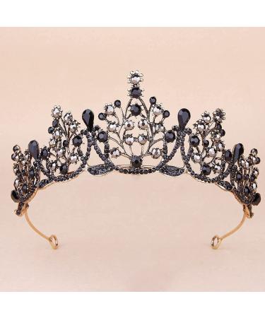 Vofler Black Baroque Witch Crown with Crystal - Women's Tiara for Halloween Cosplay, Wedding, Prom, Quinceanera - Buy Online on GoSupps.com