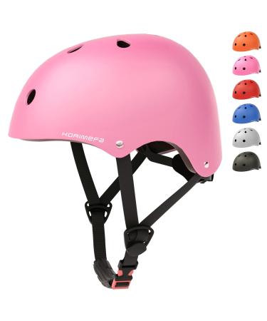 KORIMEFA Adult Adjustable Skateboard Helmet, Lightweight Multi-Sport Cycling Scooter Hoverboard Roller Skating Inline Skating for Boy Girl Adults Pink Large:22.4-24"