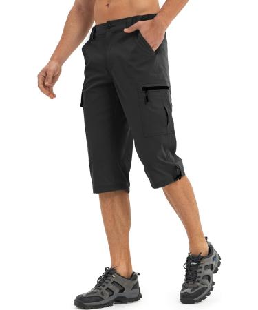 Waspornow Men's 3/4 Cargo Bermuda Shorts - Waterproof Stretch Hiking & MTB Pants - Outdoor Summer Wear in Black - Buy Online on GoSupps.com