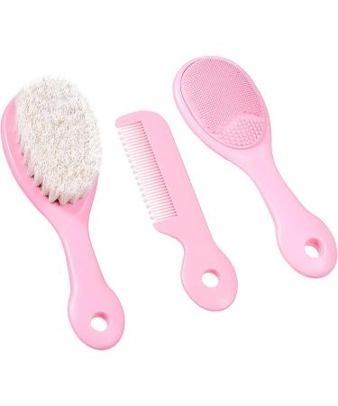BRADYS HOUSE 3 Piece Baby Hair Brush and Comb Set - Pink for Newborns and Toddlers - Buy Online on GoSupps.com