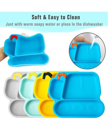 Silicone Suction Plate for Toddlers - Self Feeding Divided Plate for Baby and Toddler | Excavator-sky Design | Fits Most Highchairs Trays - Buy Online on GoSupps.com