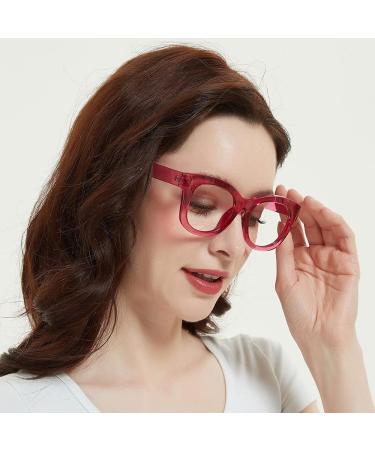 JiSoo Designer Oversized Reading Glasses for Women & Men - Thick Large Round F-Pink 1.75x Readers - Buy Online on GoSupps.com