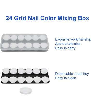 Nail Art Palette - Professional ABS 24 Grid Color Mixing Box Tray for Artists & Novices - White - Buy Online on GoSupps.com