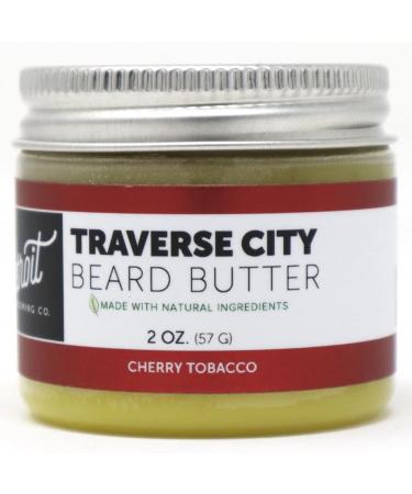 Detroit Grooming Co Beard Butter - Traverse City - Cherry Tobacco Scented Men's Beard Balm - All Natural Ingredients  Essential Oils for Soft  Full Beard Growth  Thickness & Conditioning - Beard Acne Balm - 2oz 2 Ounce (...