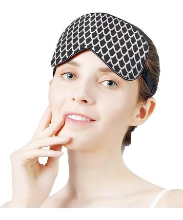 White & Black Dragon Scales Sleep Mask for Women - Adjustable Eye Shades with Elastic Strap - Buy Online on GoSupps.com