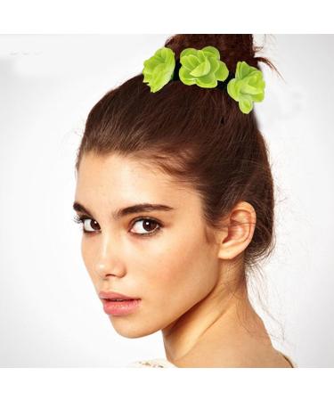 amangul Large Artificial Flower Scrunchies for Women Elastic Hair Scrunchy Bobbles Ponytail Holder Fashion French Style Hairband(Green) - Buy Online on GoSupps.com