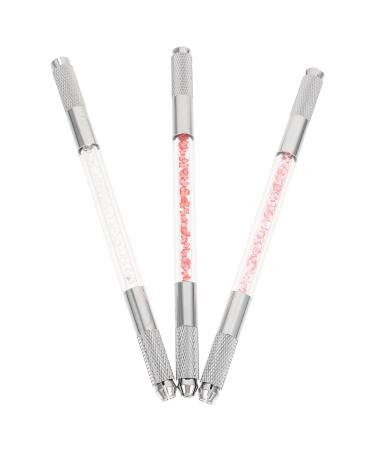 TOPBATHY 3pi ces Stylos Microblading Crystal Double Embout pour Sourcils Manuels Outils de Maquillage pour Femmes Couleur Al atoire