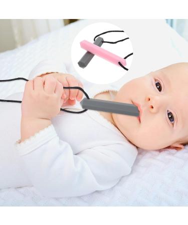 Healifty Kids Teeth Soother Necklace - Red Teether Pendant for Babies | Chewable Molar Toy for Teething Relief - Blue Tooth Ring Included | Biting Tools for Infants - 7.5x1.2x1.2cm - Buy Online on GoSupps.com