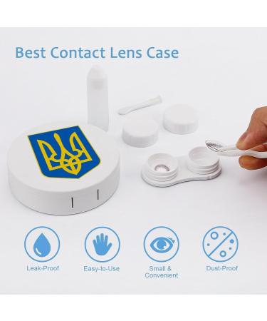 Coat of Arms of Ukraine Cute Contact Lens Case | Portable Round Contact Storage Box with Mirror for Travel & Outdoor Use - Buy Online on GoSupps.com