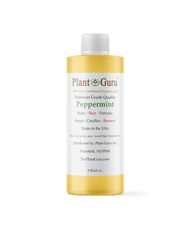 Plant Guru Peppermint Fragrance Oil 4 fl. oz. - Aromatherapy Scented Oil for DIY Soap Candles Bath Bombs Reed Diffusers and More