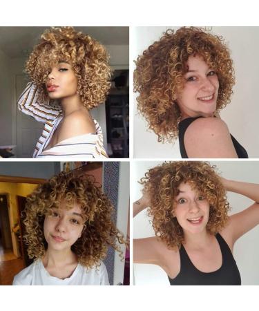 Buy Colourfulpanda Kinky Curly Afro Wig - Brown Blond Brazilian Synthetic Hair for Women | Short Ponytail Wigs for Black Women - Buy Online on GoSupps.com