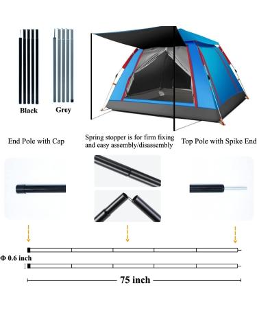 Adjustable Steel Tent Poles Set of 2 - Black | Replacement Rods for Tarp Canopy Camping - Buy Online on GoSupps.com
